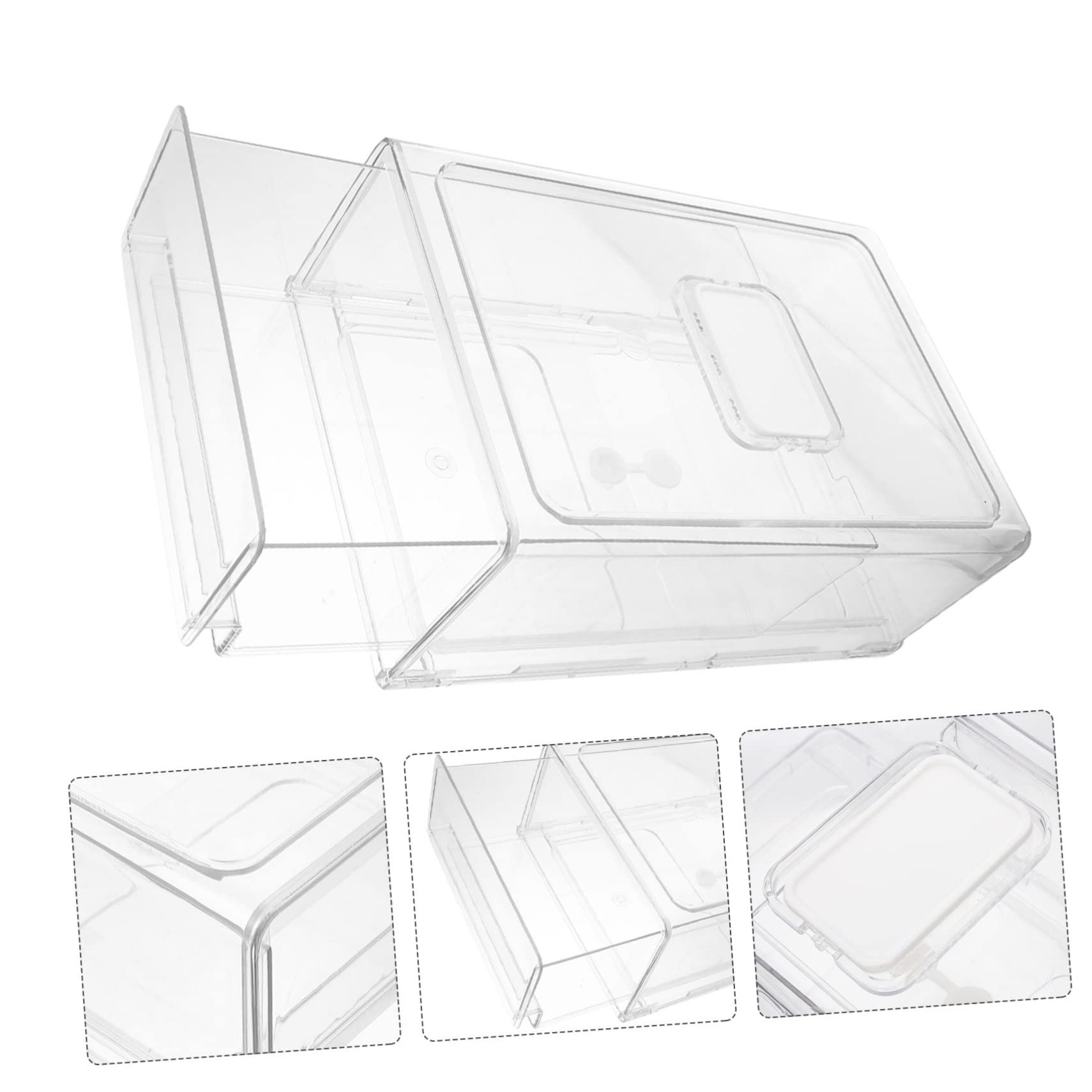 OUNONA Caja de Almacenamiento Blanco Diseño Apilable y Extraíble Tipo Cajón de Plástico para Organizar Frutas y Alimentos Hogar para Frigorífico
