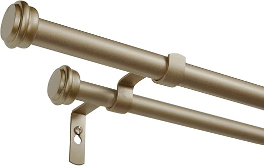 Exclusive Home Curtains ER1025-05 3672 Topper Double Curtain Rod and Finial Set, 36"-72", Gold