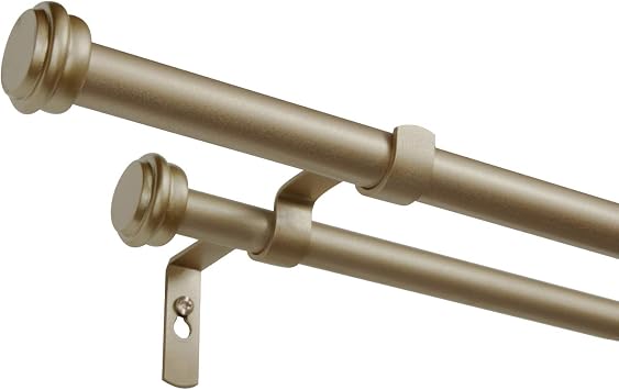 Exclusive Home Curtains ER1025-05 3672 Topper Double Curtain Rod and Finial Set, 36"-72", Gold