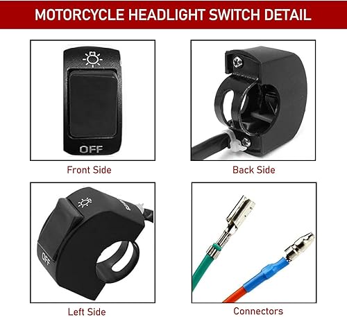 Miniatura 3 de Interruptor de palanca de luz LED modificada para motocicleta, botón de flash doble para manillar de 78 pulgadas, interruptor de función de apagado