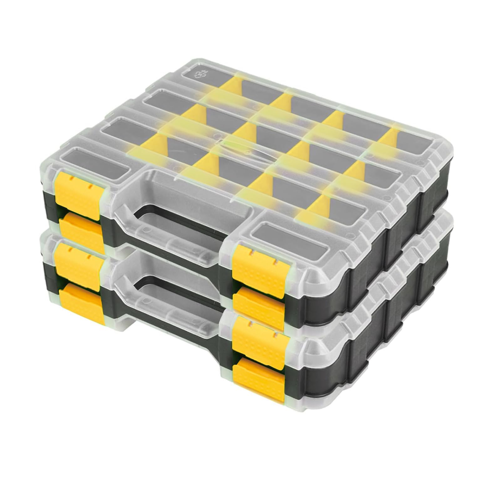 AIDY-PRO Hardware Organizer Box 34 Compartments Small Parts Organizer with Removable Dividers Durable Plastic Double Side Tools Box Screw Organizers For Nuts, Bolts, Screws, Nails AI-GJX-Y-2PK