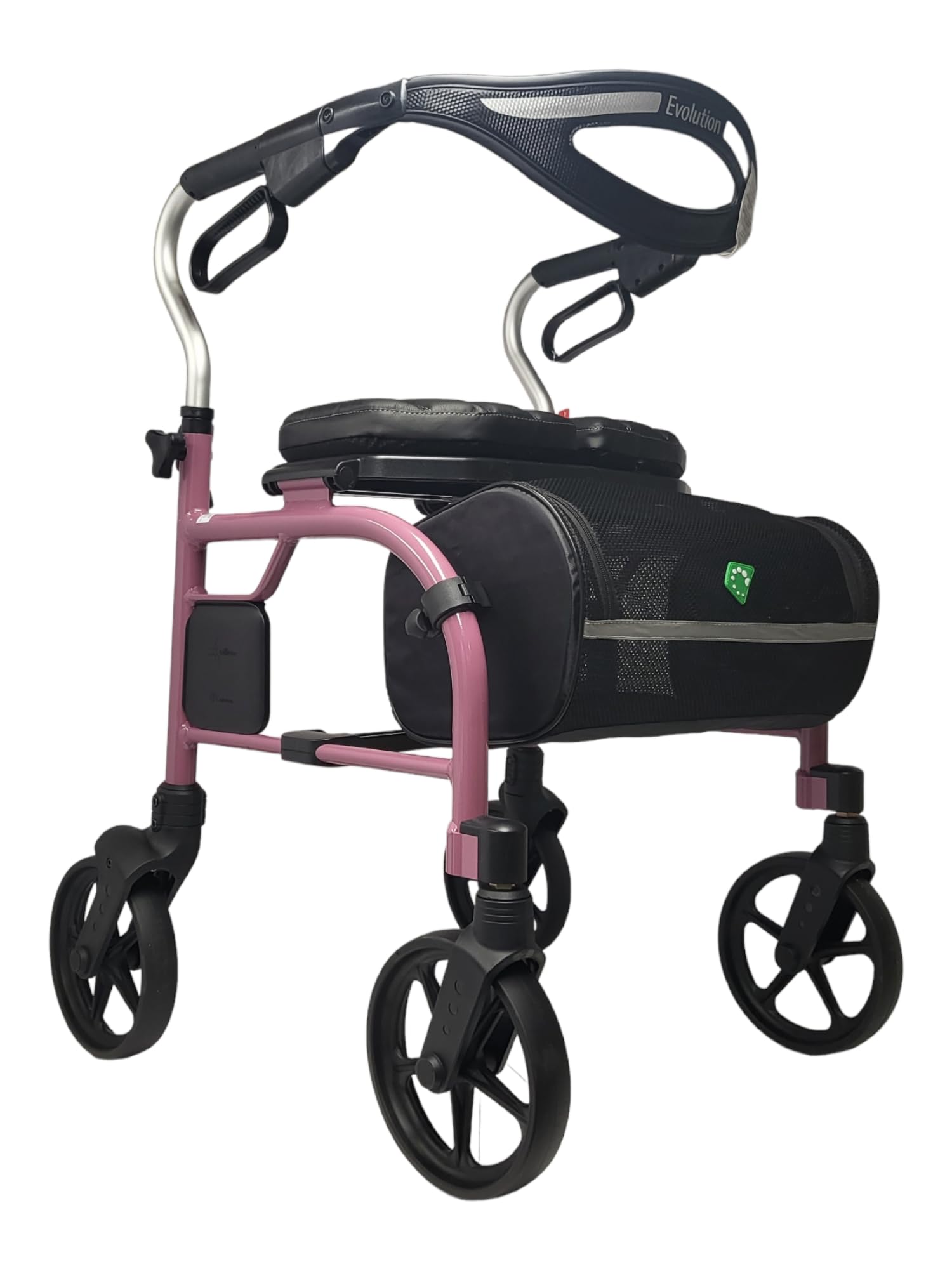 Evolution Trillium Lightweight Walker Rollator with Seat, Wheels, Brakes for Indoor, Outdoor Mobility, Tall Pink