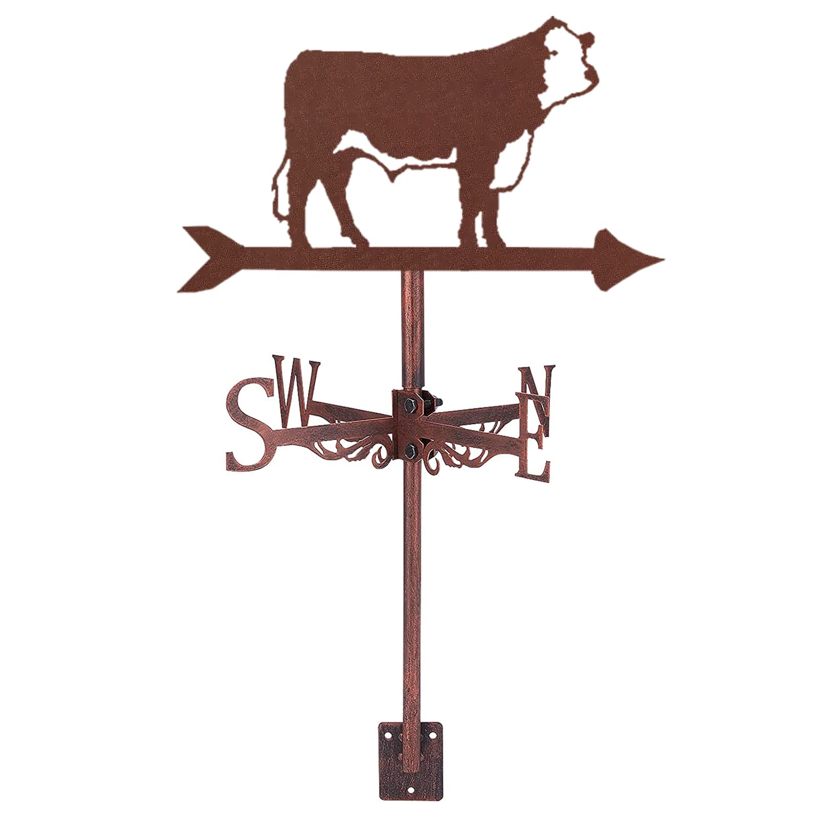 TAXXII Weathervane Cows and Sheep Red Metal Ornament Wind Direction Indicator, Yard Roofs Vane Outdoor Garden Farm Decoration, A(C)