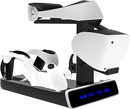 for Snoy PSVR2 Charging Display Stand with LED Light - VR Stand Display your PSVR2 - Charging Compatible with Sony Playstation VR2 Handle, PS5 Controller Charger, Charging Cable, Seat Charger