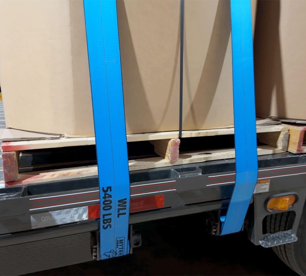 Mytee Products Winch Straps 4" x 30' Blue Heavy Duty Tie Down w/Flat Hooks WLL# 5400 lbs | 4 Inch Cargo Control for Flatbed Truck Utility Trailer (10 Pack) - Image 8