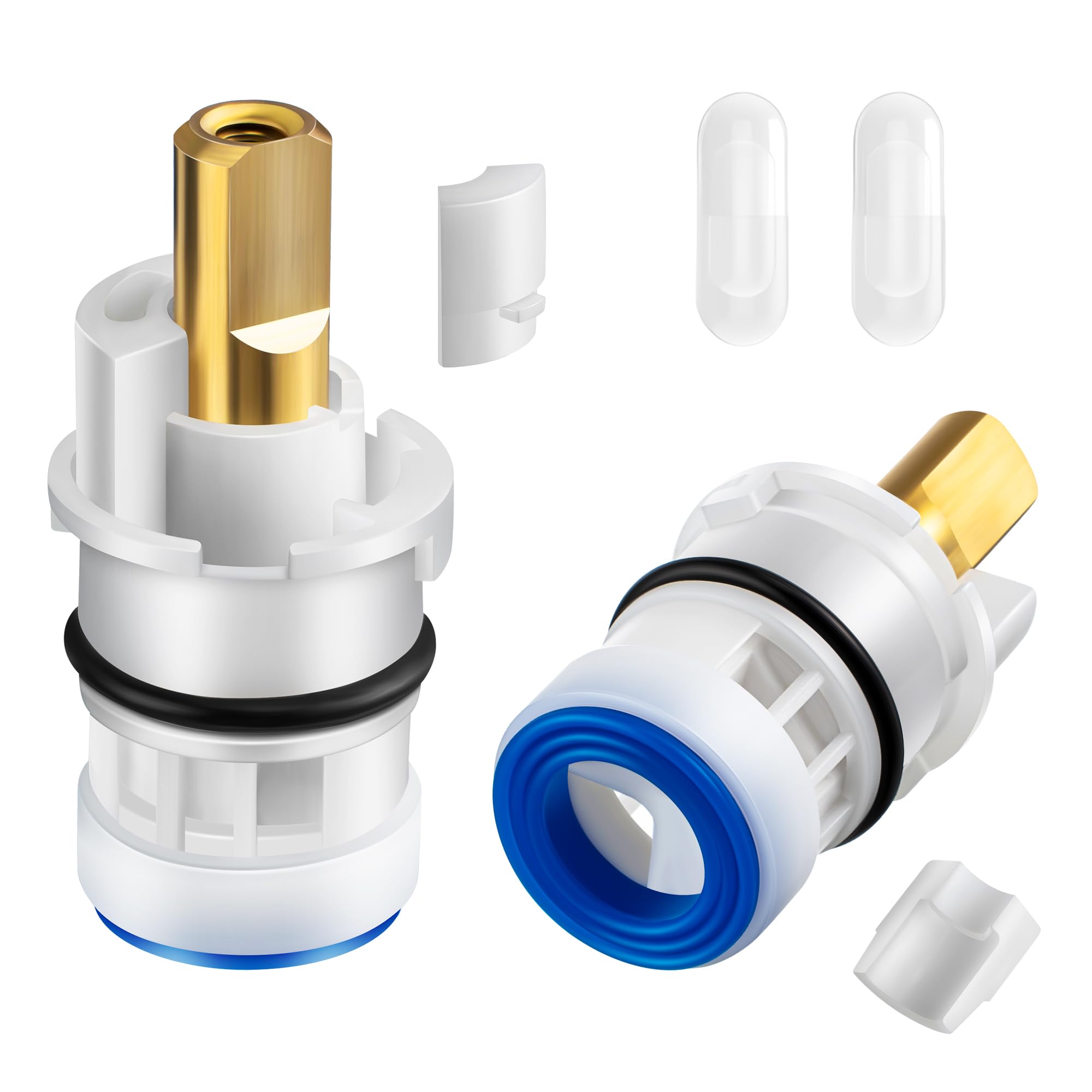 Photo 1 of ***PARTIAL SET ONLY 1 / UNKNOWN OTHER MISSING PIECES*** Enhon 2 Pack Hot & Cold Bathroom 2-Handle Faucet Cartridge Compatible with DELTA RP47422, Compatible with 2 Handle Victorian Faucets Only, Stem Replacement Two Handle Ceramic Stem Cartridge