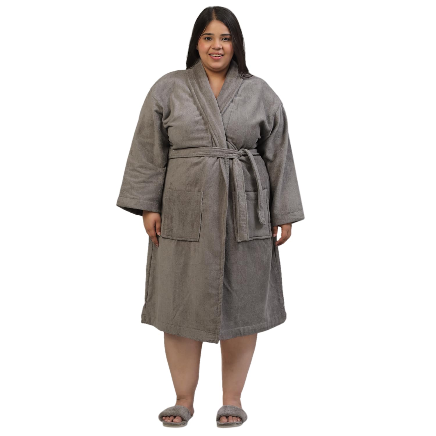 CREEVA Plus Size Luxury Pure Cotton Bathrobe for Men & Women | Comfortable & Soft Velour Feel | Shawl Collar-image-37