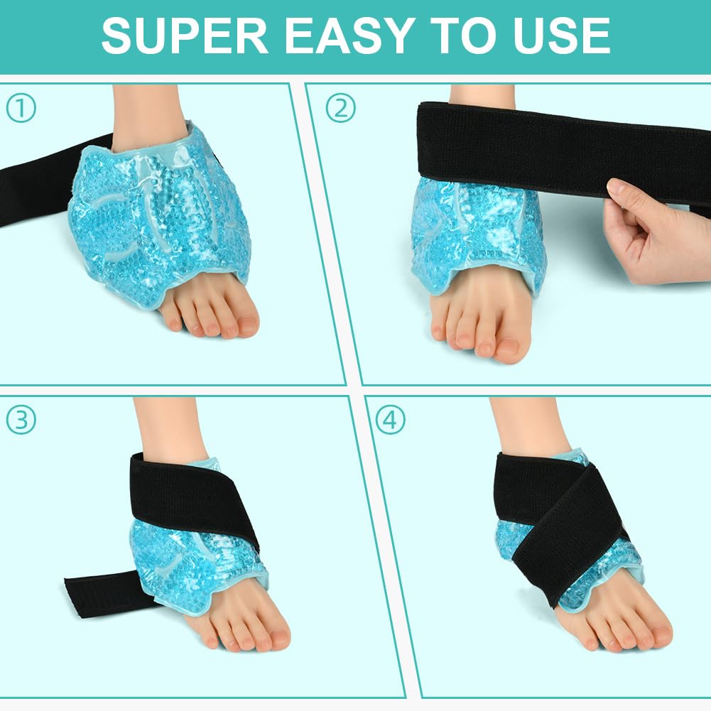 AOOWU Tasca per Ghiaccio Alla Caviglia，Riutilizzabile Gel Terapia Calda e Fredda, Morbido Borsa del Ghiaccio per Alleviare Il Dolore, Lesioni Ai Piedi, Gonfiore Alla Caviglia