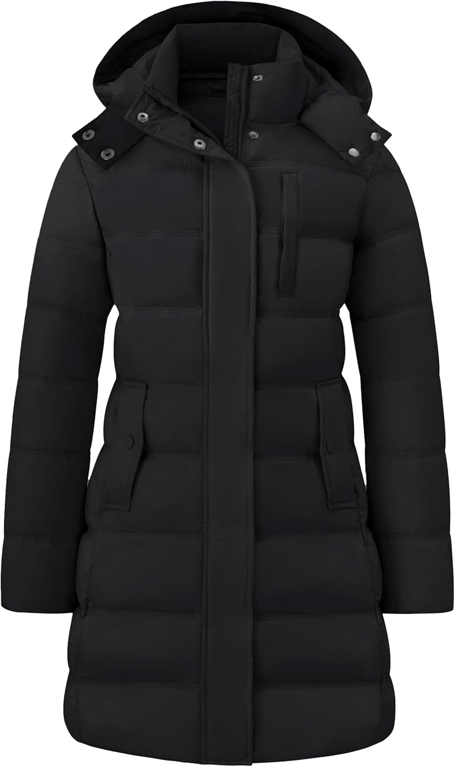 wantdo Women's Mid-Length Lightweight Puffer Jacket Warm Windproof Winter Coat