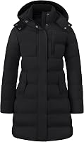 Wantdo Women's Mid-Length Lightweight Puffer Jacket: Warm Windproof Winter Coat with Stretch Fabric