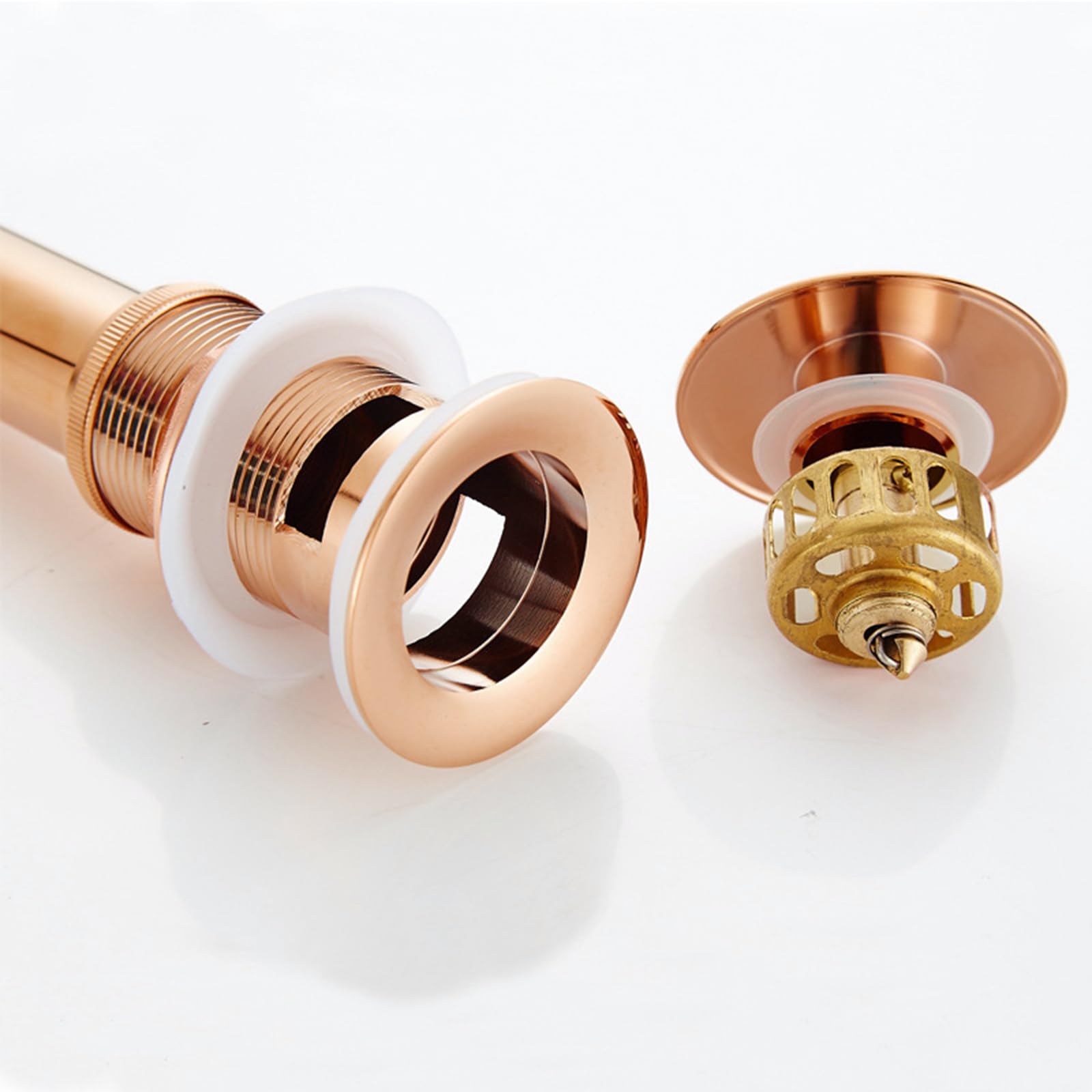 Piletta Lavabo Oro Rosa Piletta Click Clack Universale Piletta Lavabo Bagno Ottone Tutto Rame Con Cestello Piletta Click Clack, oro Rosa, Ci Sono Dei Buchi