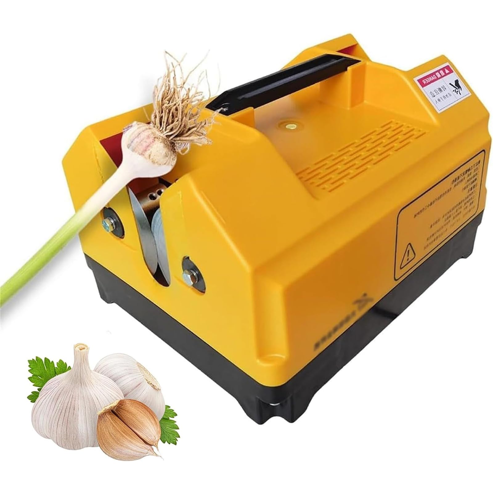 Elektrischer Knoblauchschneider, 5 cm Schneidloch, doppelseitiges Design für müheloses Entfernen von frischen Wurzeln und Stielen für Knoblauch und Zwiebeln