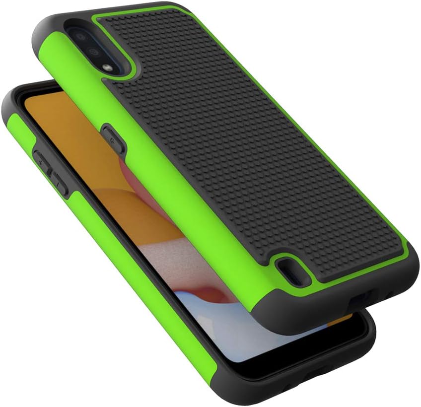 Dahkoiz for Samsung Galaxy A01 Case with Tempered Glass Screen Protector, Dual Layer Drop Protection Cover Protective Phone Case for Samsung Galaxy A01, Green
