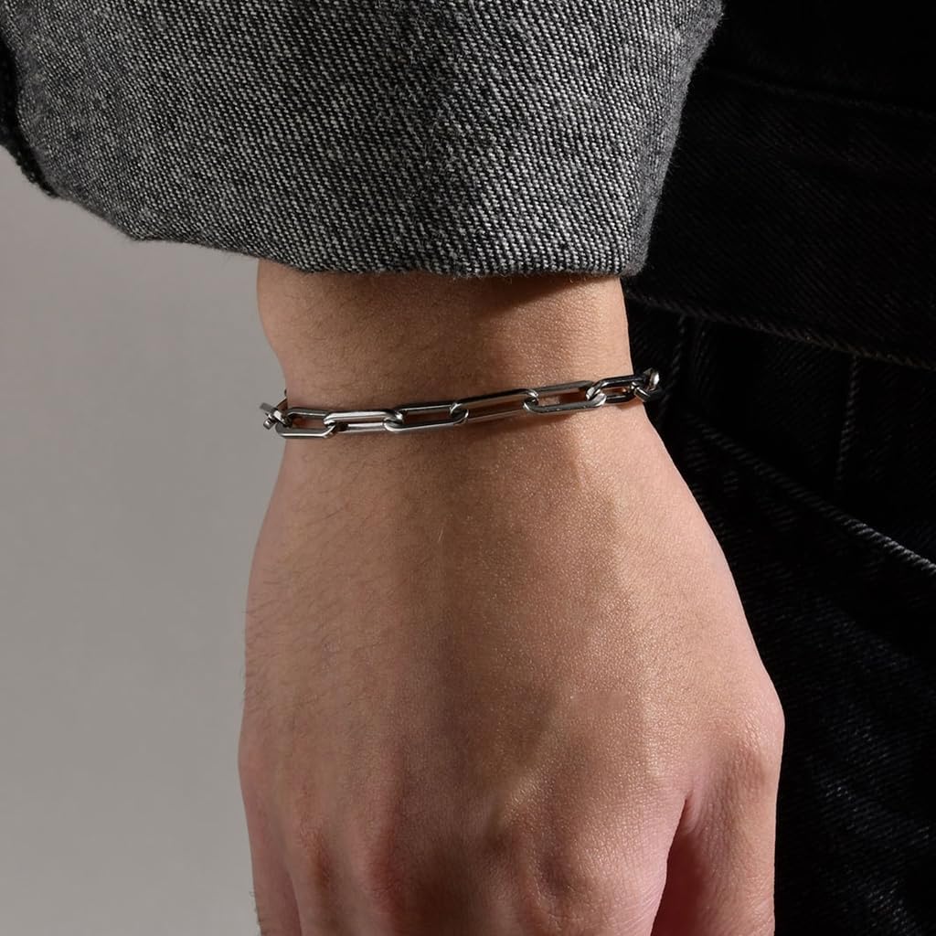 Jude Jewelers Stainless Steel Classic Plain Oval Chain Style Bracelet - Image 2