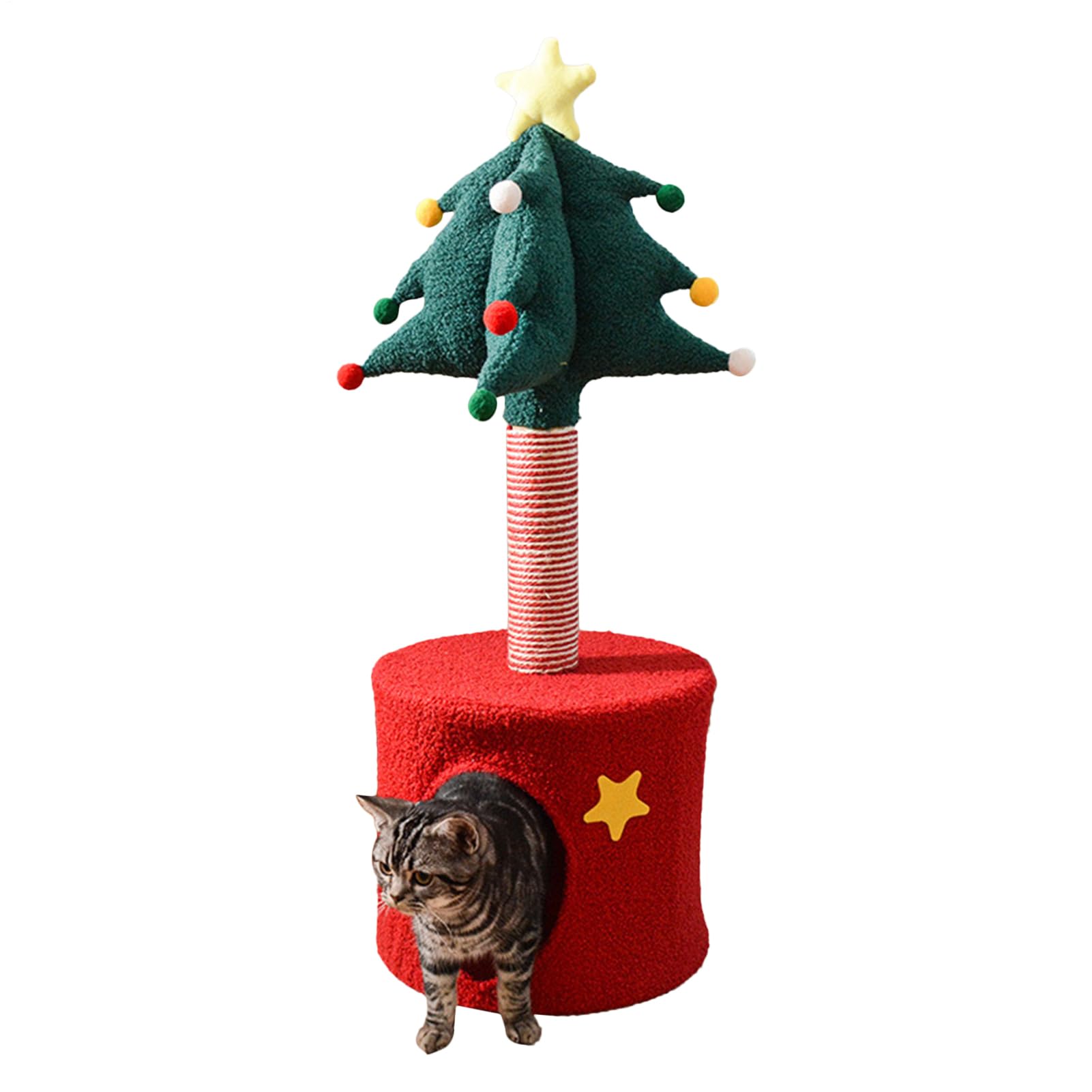 Torre Árbol Navidad para Gatos Poste Rascador, Juguete, Cama y Juego para | Juguete de Árbol Navideño para Gatos de Interior Felino Gatito Rascador Cama Torre Juguete Interior Exterior