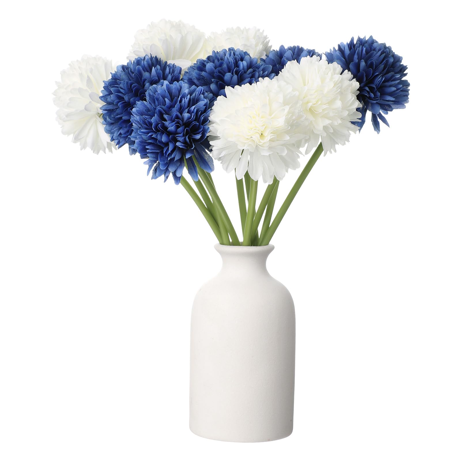 Chrysanthème artificiel haut de gamme en soie blanche et bleue décor de table