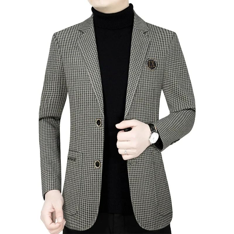 Men Plaid Business Blazers Jacket Male Casual Suits Coats Man Spring Slim Jackets4