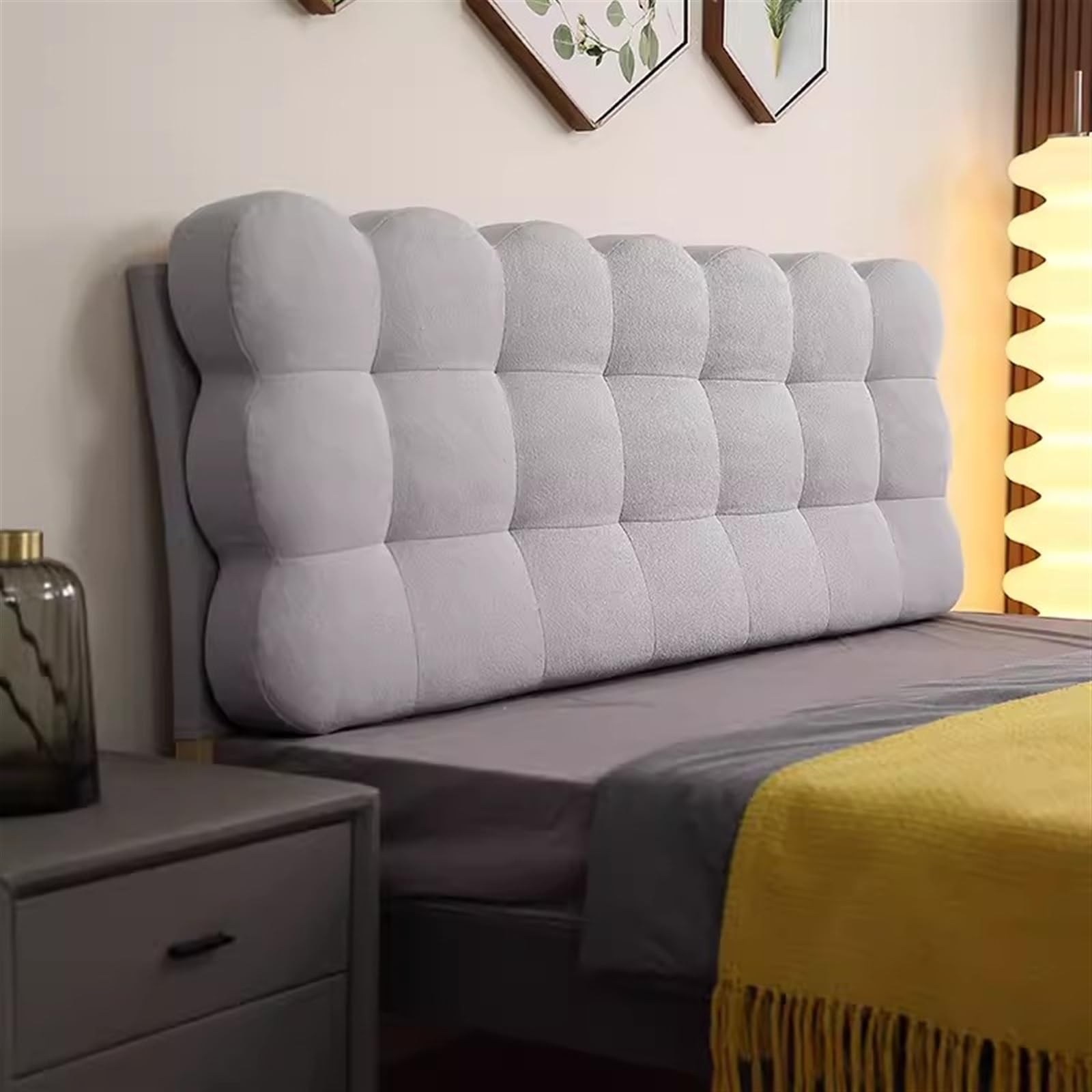Gleedipre European style simplicity Headboard cover Removable and washable Head protection cushion Anti-collision Backrest Pillow(Gray,120x60cm/Has a headboard)