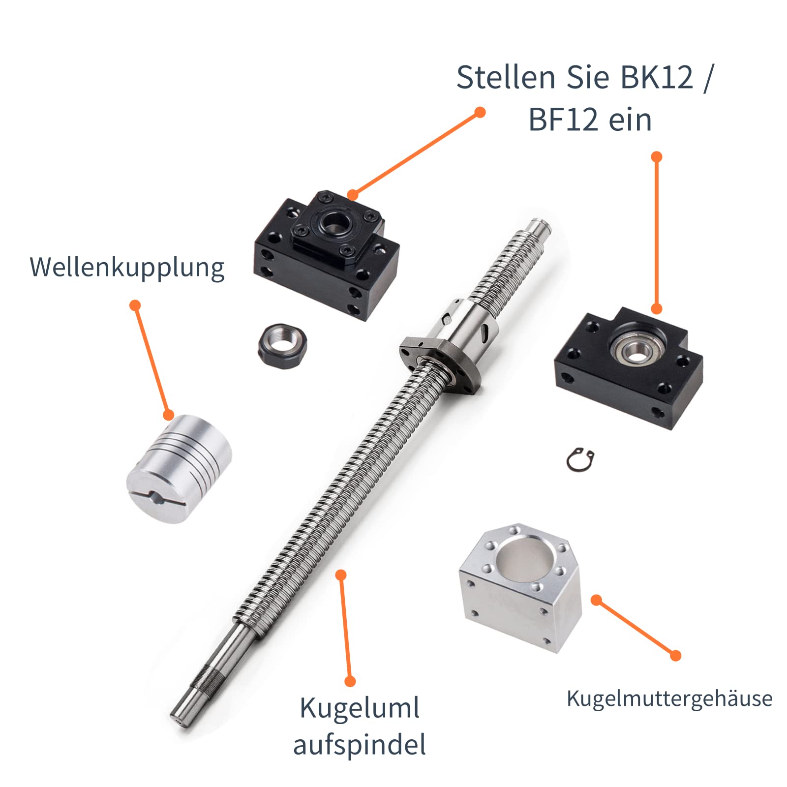 1 vis à balles SFU2005-1500 mm 1 lot BK15BF15 Coupler D25L30 6,35 x 12 mm DSG20H