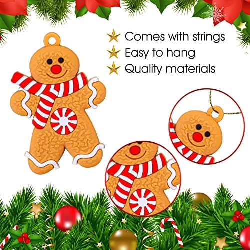 Cobee Christmas Gingerbread Man Ornament Set, 12PCS Ginger Man Christmas Tree Hanging Decorations Plastic Gingerbread Figurines Mini Christmas Tree Decoration for Party Home Kitchen Holiday(A)