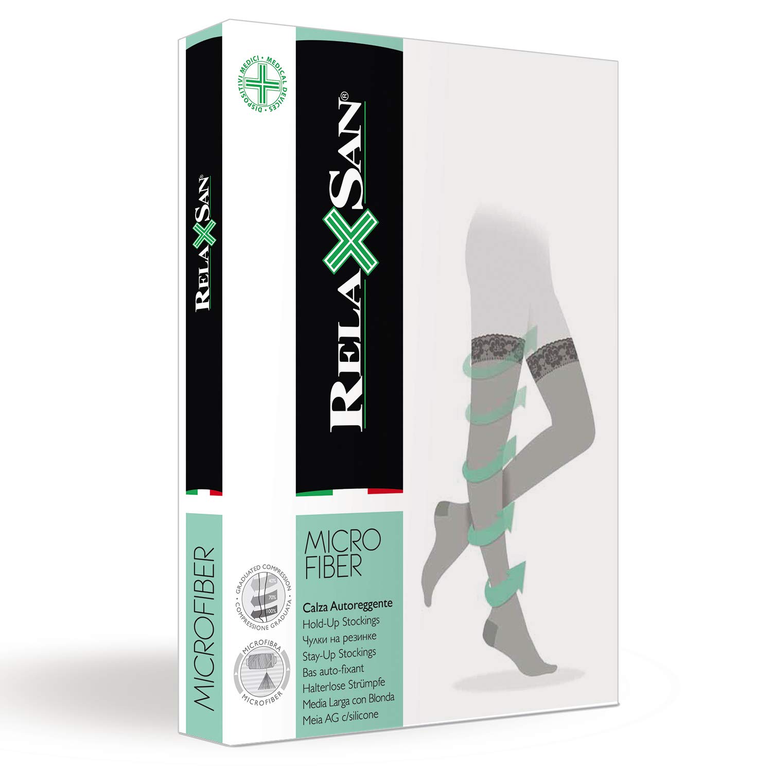 Relaxsan Microfibra 770M calze autoreggenti 70 Den compressione graduata 12-17 mmHg