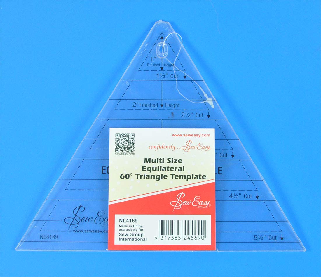 Sew Easy60° Triangle Template – 1 to 5.5" Quilting & Patchwork Rule for Applique Sewing, Transparent Acrylic Non-Slip