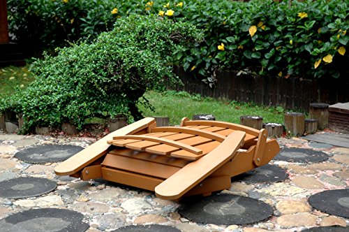 Merry Garden Faux Wood Folding Adirondack Chair with Pullout Ottoman, Outdoor, Garden, Lawn, Deck Chair - Thumbnail 6