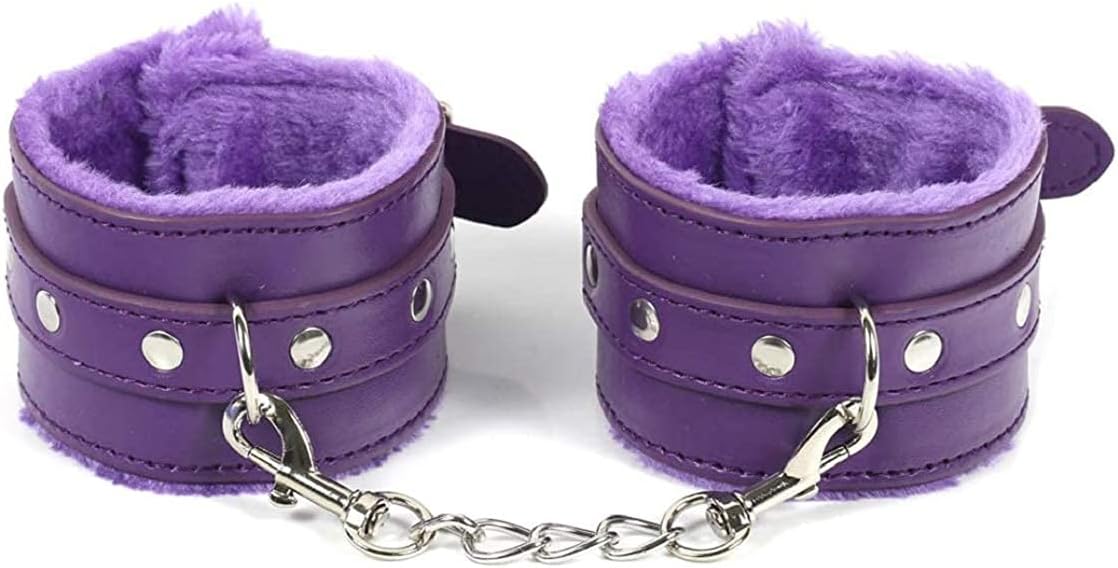 Fluffy Wrist Leather Handcuffs Bracelet Adjustable Size Plush Lining