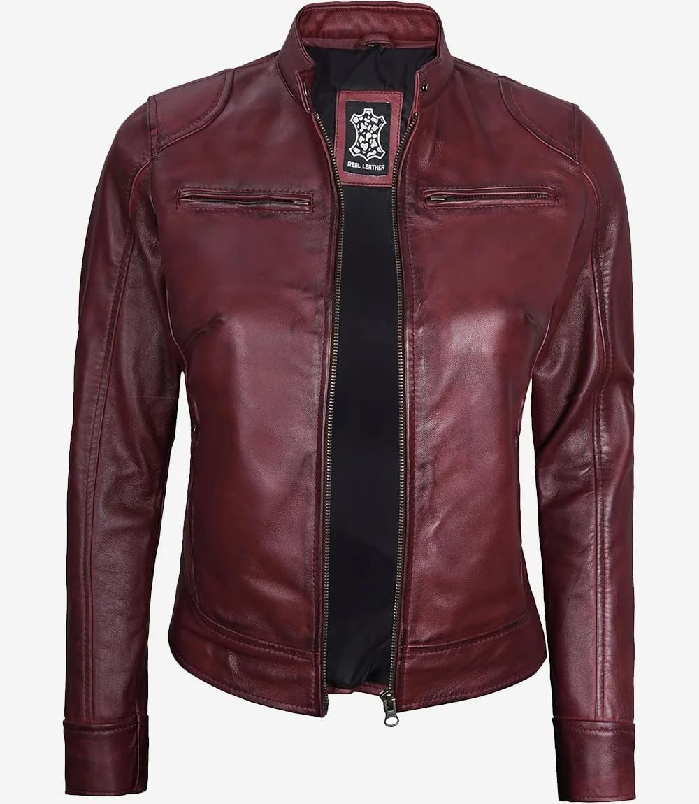 Blingsoul Real Leather Jacket Women - Cafe Racer Style Womens Leather Jackets - Image 2