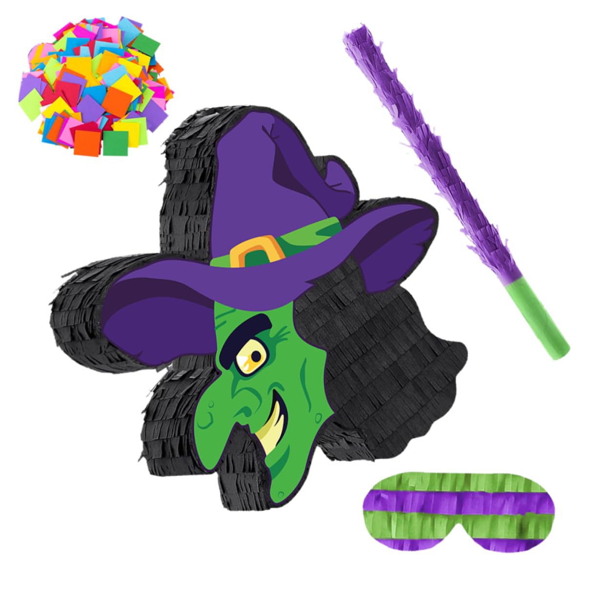 Piñata Sorcière Halloween Jeu De Piñata Avec Bâton Et Masque Pour Fête Anniversaire Mexicaine Ou Décoration Halloween