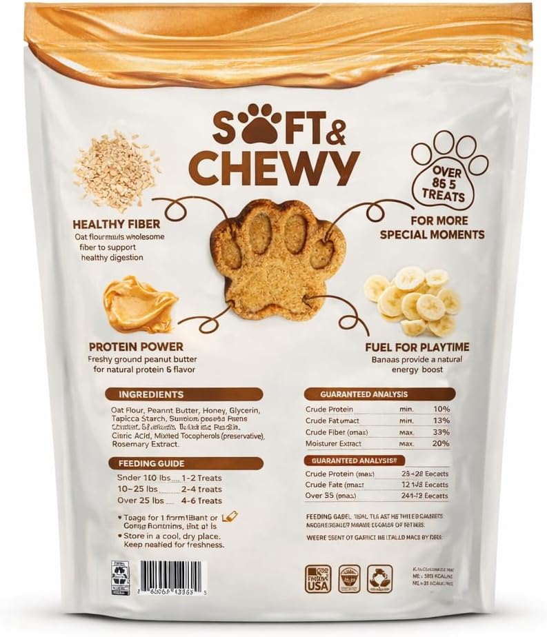 Member Mark Soft & Chewy Peanut Butter & Banana Dog Treats, 3 Pounds