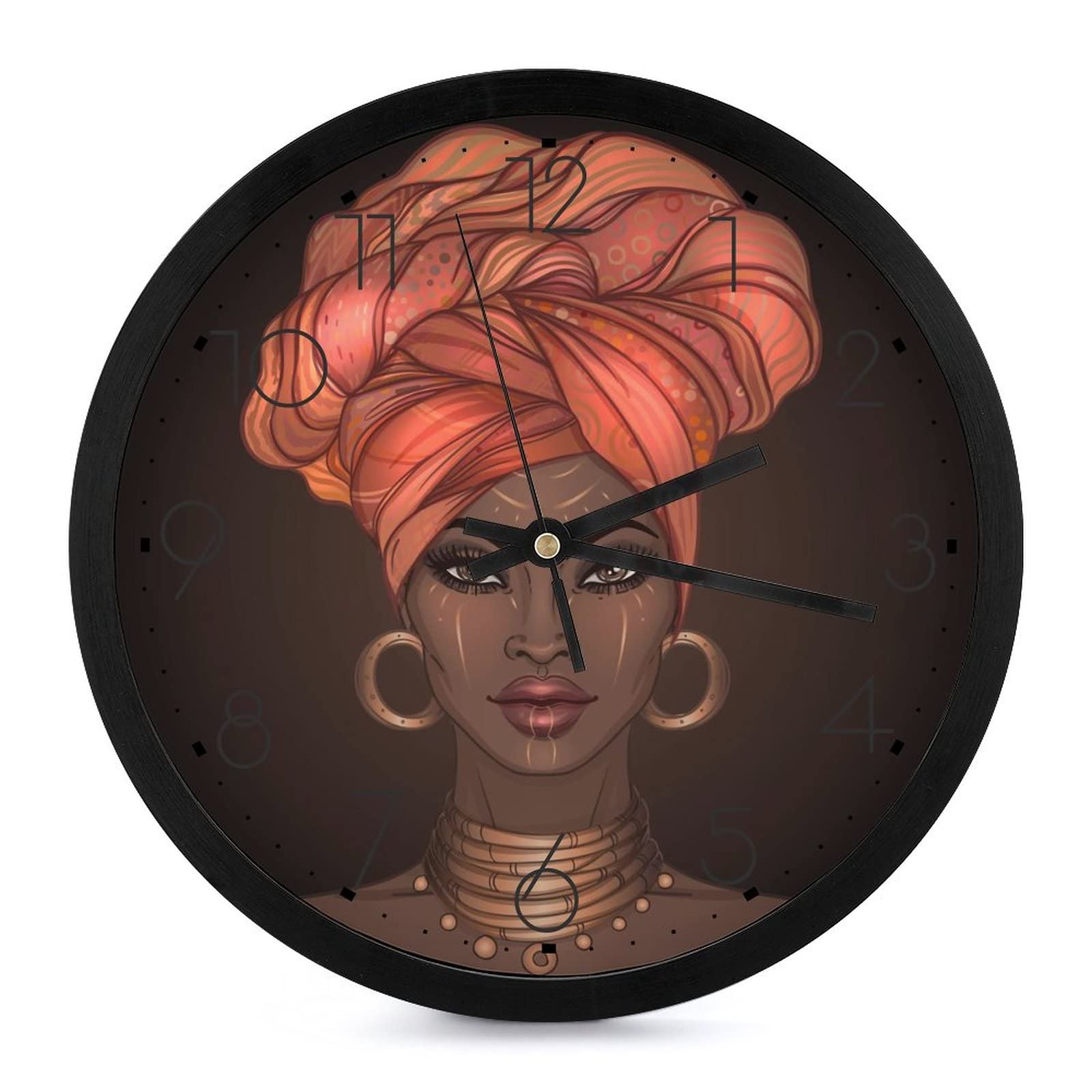 Horloge murale ronde femme africaine à offrir pour embellir la cuisine ou la chambre