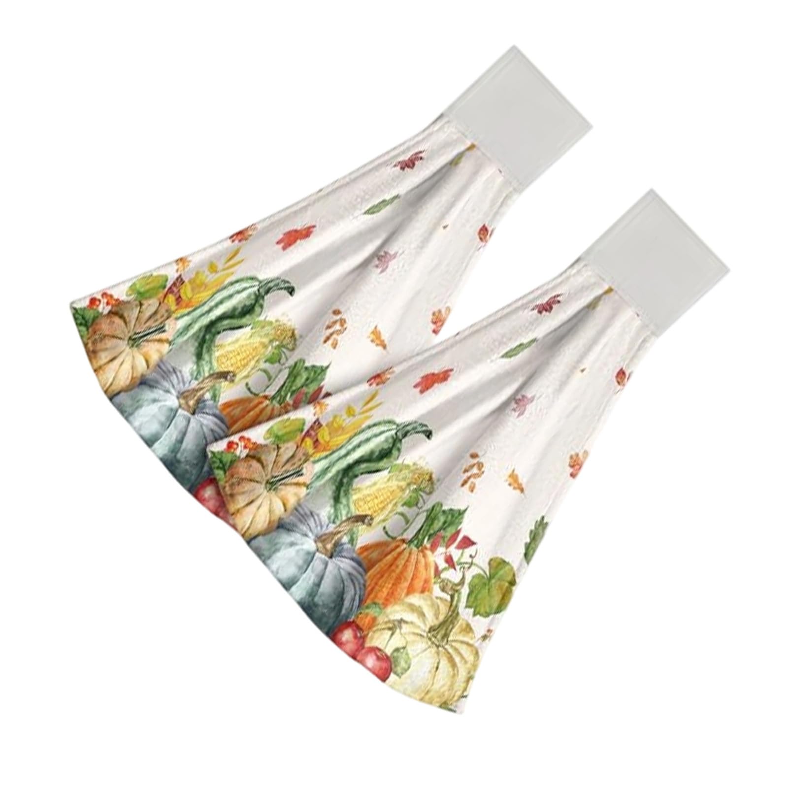 Limtula 2Pcs Space Saving Hanging Hand Towels Quick Dry Absorbent Leaves Pattern Kitchen Tie Towel Dishcloth with Hanging Loop Quick Dry Towels