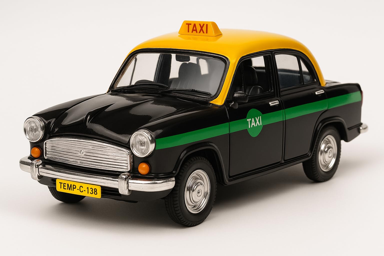 Made of Non Toxic Plastic Toys Ambassador Car, Pack of 1, Pull Back Action Toys, with Soft Edges Around 15 CM in Length & 100 gram. Color Black. (Taxi)