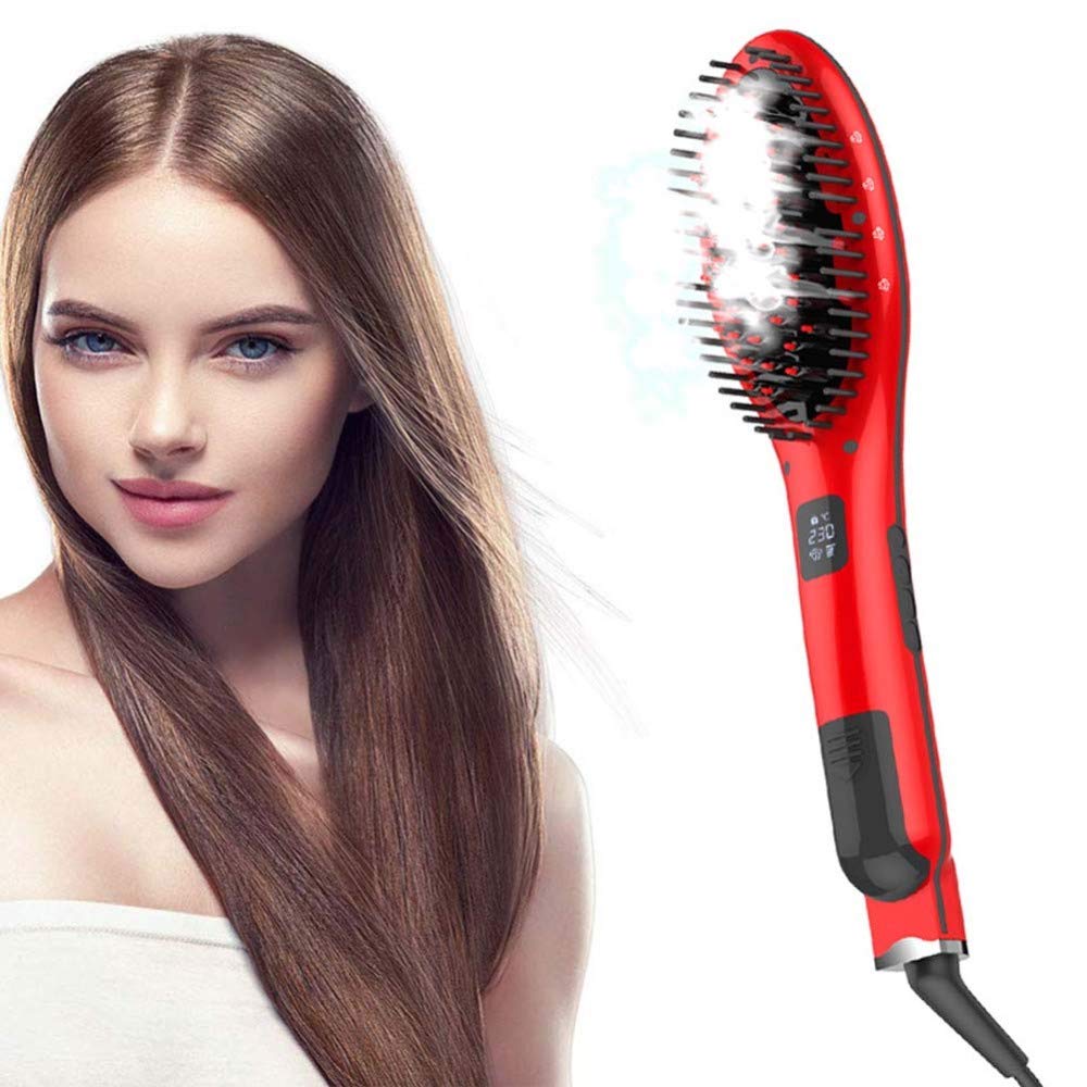 Brosse à lisser chauffante pour dompter les cheveux rebelles grâce au verrouillage LCD