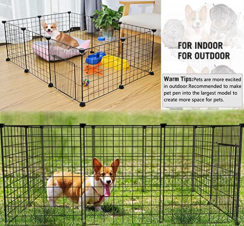 EMYSSA Pet Puppy Playpen with Gate, Small Animal Dog Pen Kennel Indoor Outdoor Foldable 42‘’x42''/53.1''X53.1''Play Yard… - Image 7