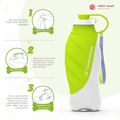 Miniatura 2 de SUPERDESIGN Botella de agua para perro, botella de agua portátil para perros pequeños a grandes, botella de agua de viaje para perros a prueba de