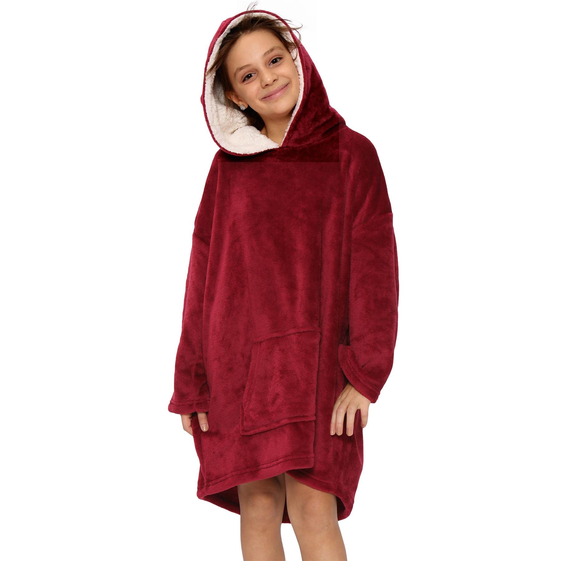 A2Z 4 Kids Girls Boys Oversized Hoodie Printed Snuggle Comfy Blanket Super - Snuggle 951 Red_.Kids