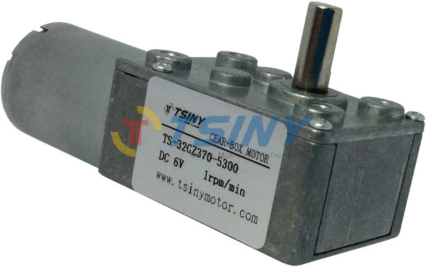TSINY DC 6V Low Speed 1 RPM Geared Reducer Motor with Worm Gear Box for Robot Parts