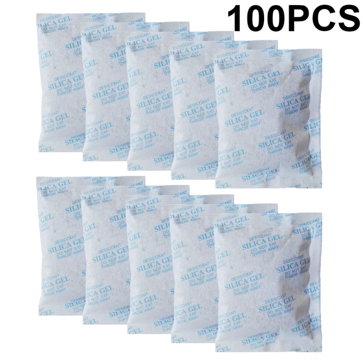 Bustine Gel di Silice 10g 100 Pezzi Essiccante Non Tessuto Assorbimento Umidità e Protezione Dalla Corrosione per Armadi e Cassetti