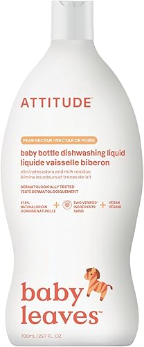 ATTITUDE Natural Baby Bottle & Lavavajillas Líquido, Néctar de pera, 23.7 Fl Oz