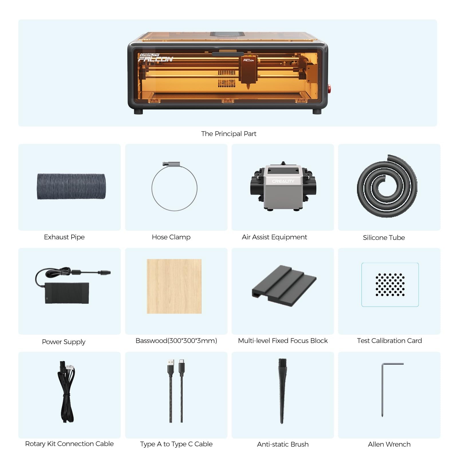 Creality Falcon A1 - Incisore laser 10 W, Potenza 80 W, Completamente Chiuso, 600 mm/s, Fotocamera Intelligente, Area Lavoro 305 * 381mm, Ideale per Legno, Metallo, Acrilico, per Principianti