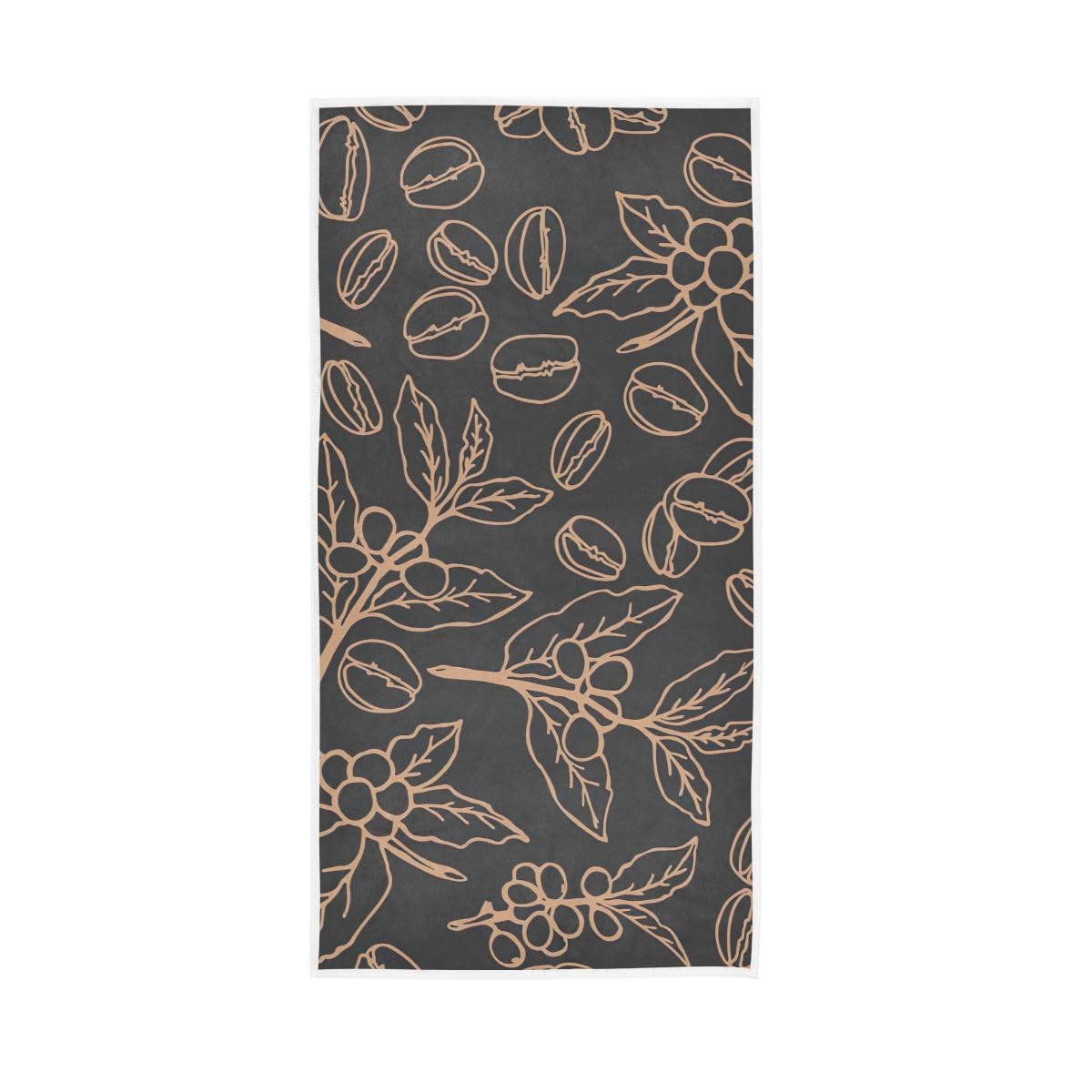 LSRCPD Coffee Beans Branches on Dark Hand Towels, Hand Towels Bathroom 15 x 30 Inches, Spa Towels