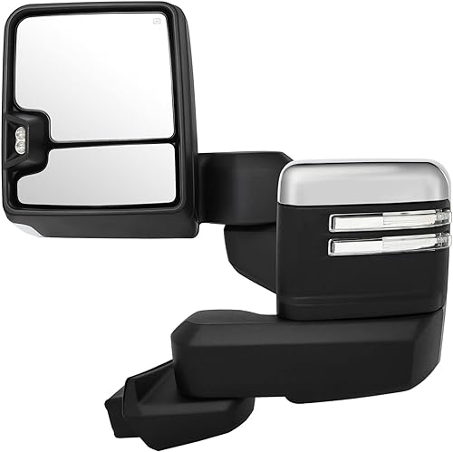 AUTOMUTO Espejos de remolque LH para conductor y pasajero, retrovisores de remolque con calefacción eléctrica, ancho de señal de giro, charco,