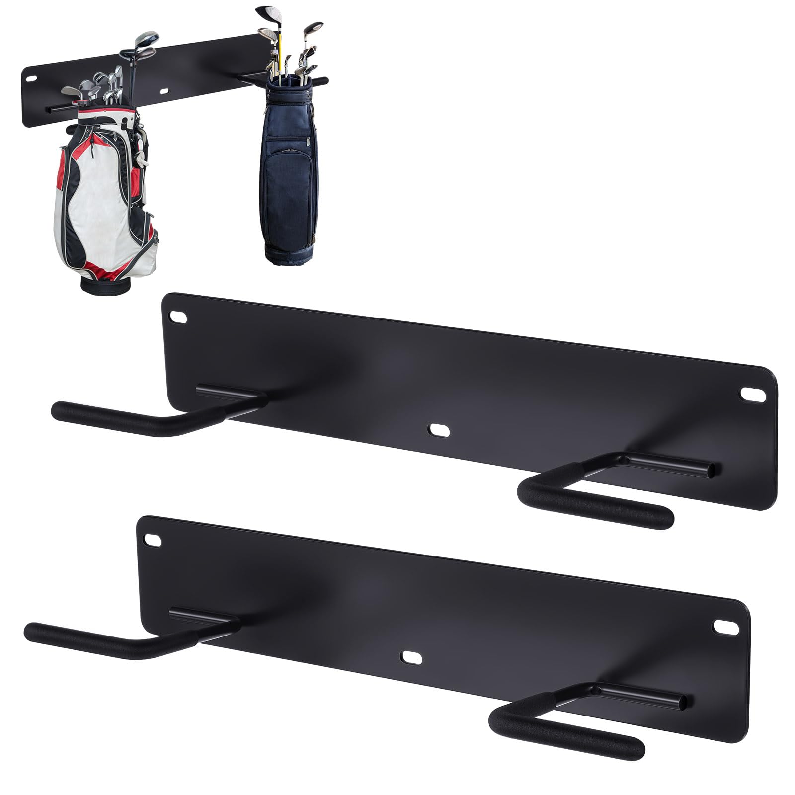 Yaocom Wall Mount Golf Bag Organizer - Storage Rack and Stand for Garage, Shed, Basement - Holder, Hangers for Golfing Equipment and Accessories