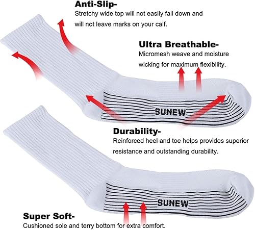 Miniatura 5 de Sunew 6 pares de calcetines de bambú de viscosa, unisex acolchados cómodos tipo crew para entrenamiento y senderismo