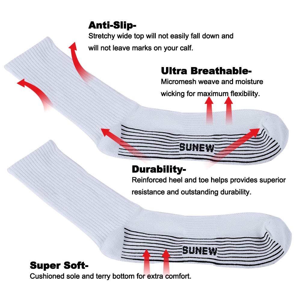 Sunew Calcetines de bambú, unisex, súper suaves, acolchados, cómodos, absorben la humedad, calcetines de entrenamiento para tobillo/tripulación, 1/3/6 pares