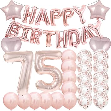 Rose Gold 75 Number Balloons, 40 Inch Giant Number 75 Balloons | 75th Foil Mylar Balloons Latex Balloon Decoration,Great 75th Birthday for Girls,Women,Men,Photo Props