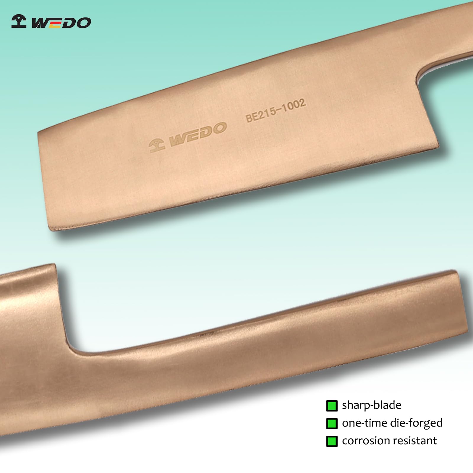 WEDO Raspador de suelo sin chispas, herramienta de escalado de azulejos, hoja 55 x 180 mm, longitud 350 mm, cobre berilio, no magnético, raspador de pintura sin chispas, certificado BAM/FM, uso para