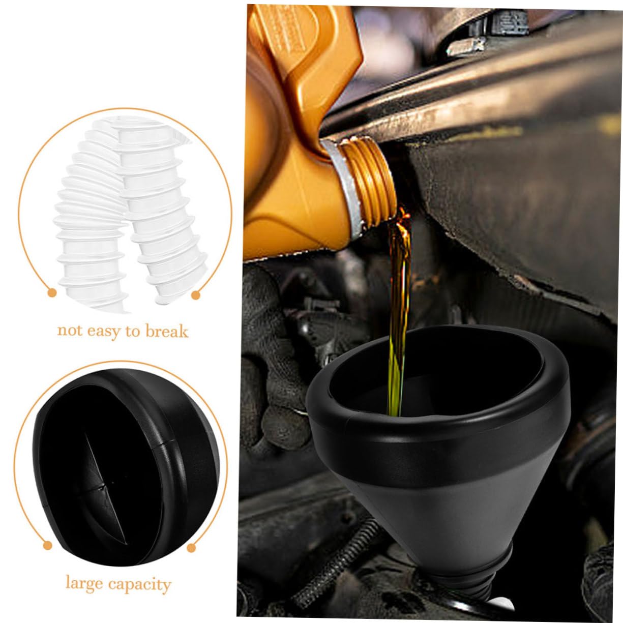 Embudo de Aceite con Filtro de Plástico, 2 Piezas para Coche y Moto | Boca Ancha, Diseño Portátil y Robusto, para Repostar, Cambiar y Transferir Líquido